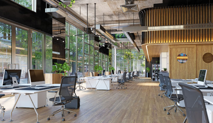 A modern open-plan office area