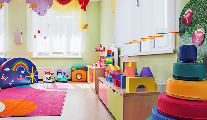 A clean room of a daycare center
