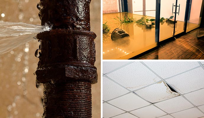 Collage of different water damages