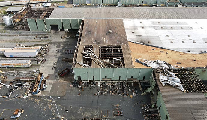 Storm damaged commercial space