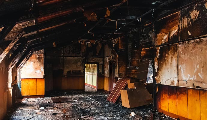 Fire damaged house