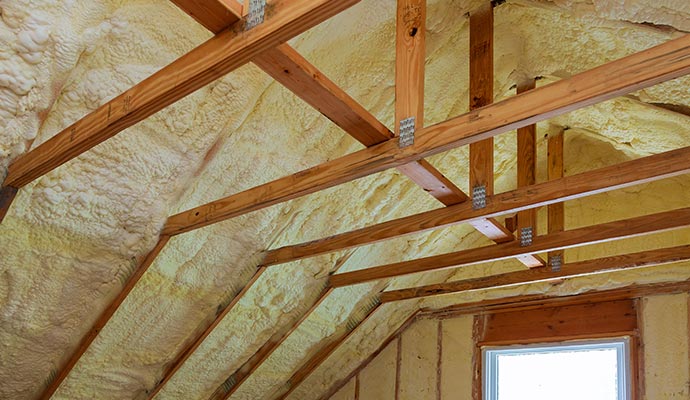 Attic with spray foam insulation