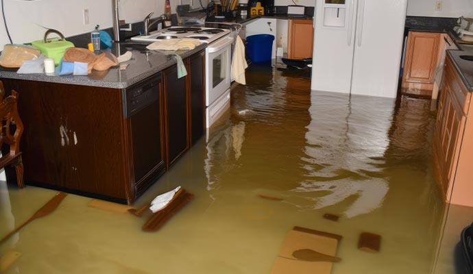 A flooded room