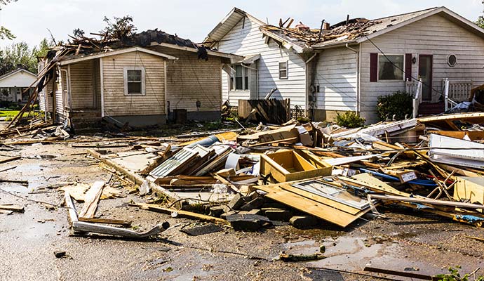 Hurricane damaged houses