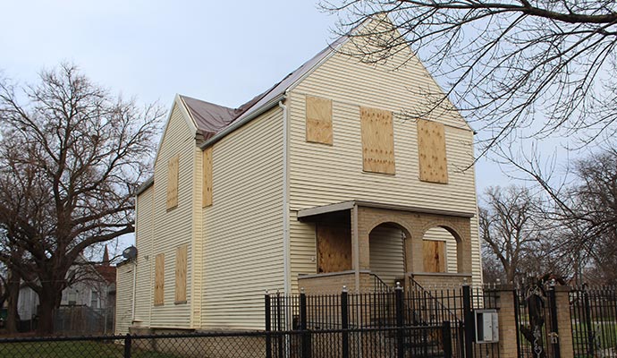 A building undergoing reconstruction service