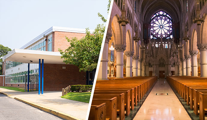 Collage of school and church