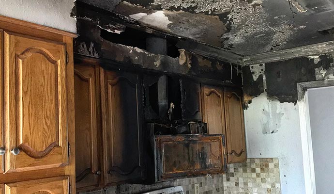 Soot and fire damaged ceiling Soot and fire damaged ceiling