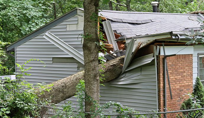 Storm damaged roof