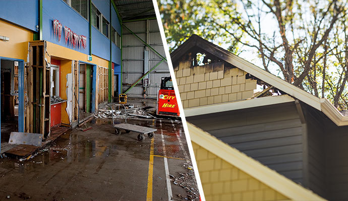 Collage of water and fire damaged properties