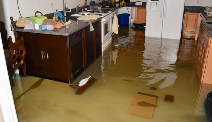 Flood damaged interior floor