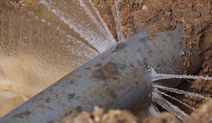 A leaking water pipe