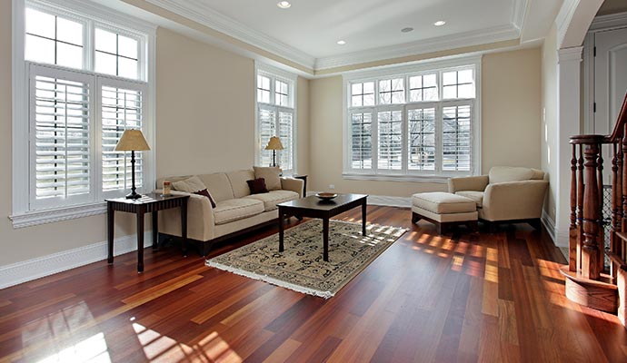 Clean wooden floor in modern living room