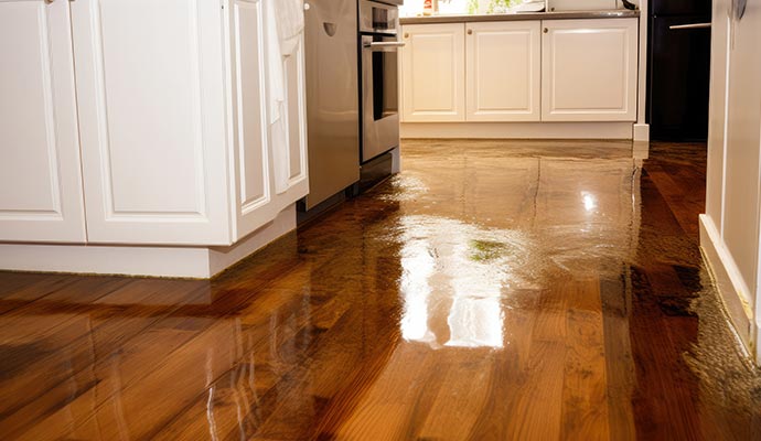 Water damaged wood floor